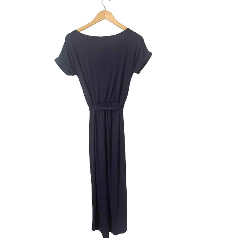 Qearal Women 3/4 Sleeve Belted Dress Elastic Waist Slit Long Maxi Dress XS New - Picture 6 of 6